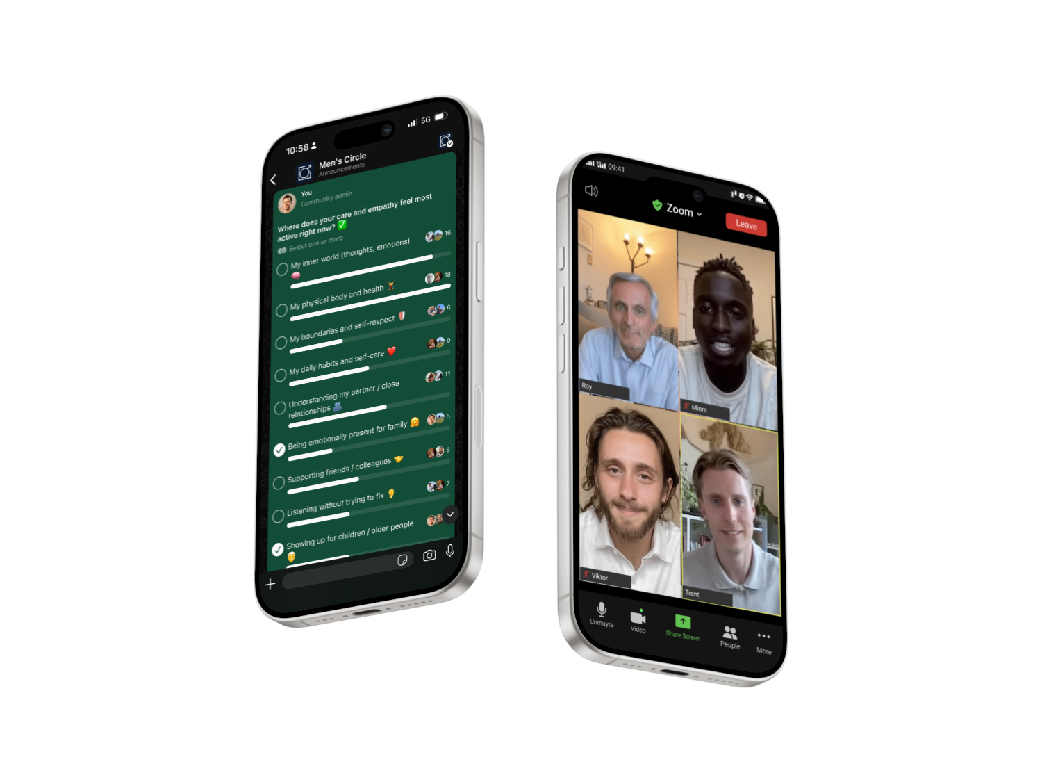 Men's Circle WhatsApp community on mobile